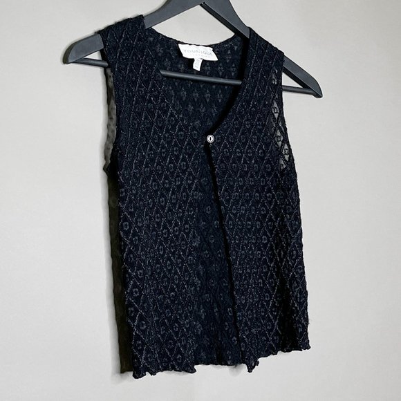 Younique Black Sheer Top With One Button Closure Size Small Made In USA‎ - Picture 1 of 10